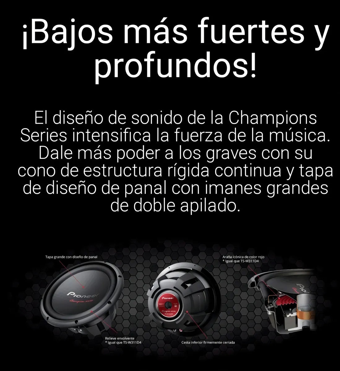 Pioneer Subwoofer TS-W312D4 Color Negro